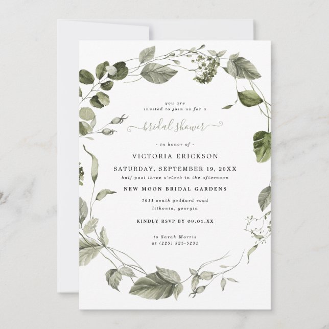 Acuarela Verde | Invitación de Despedida de Solter (Anverso)