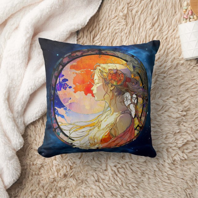 Acuarela vibrante de Cojín decorativo Chica (Manta)