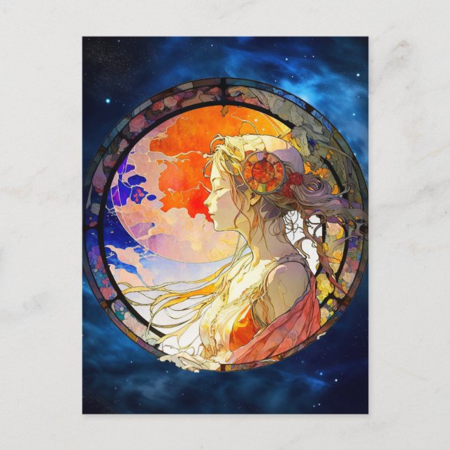 Acuarela vibrante de la postal Chica (Anverso)