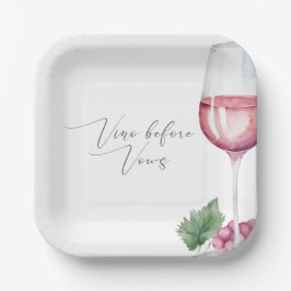 Acuarela Vino antes de Votos Platos de Papel