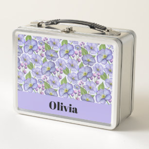 Acuarela Violetas Moradas y Patrón Floral