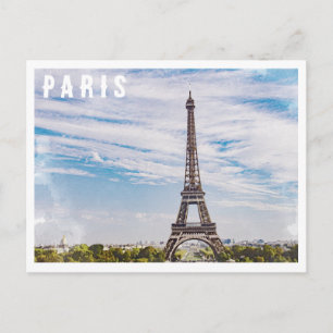 acuarela virgen Paris Torre Eiffel postal