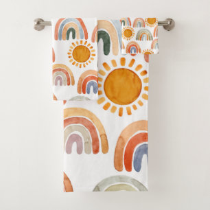 Acuarela Whimsical Boho Arcoiris y Sun Kids