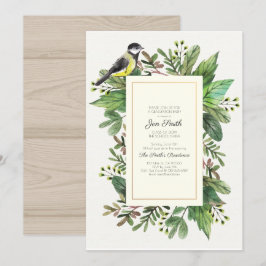 Acuarela. Woodsy. Invitación a la fiesta de gradua