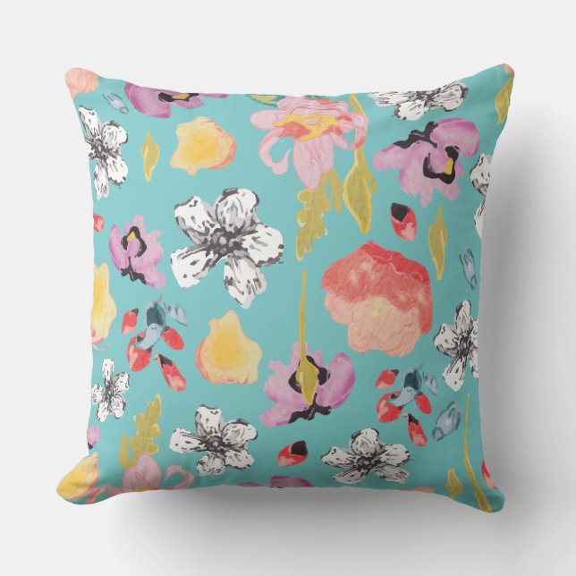 Acuarela y almohada floral estilizada texturizada (Anverso)