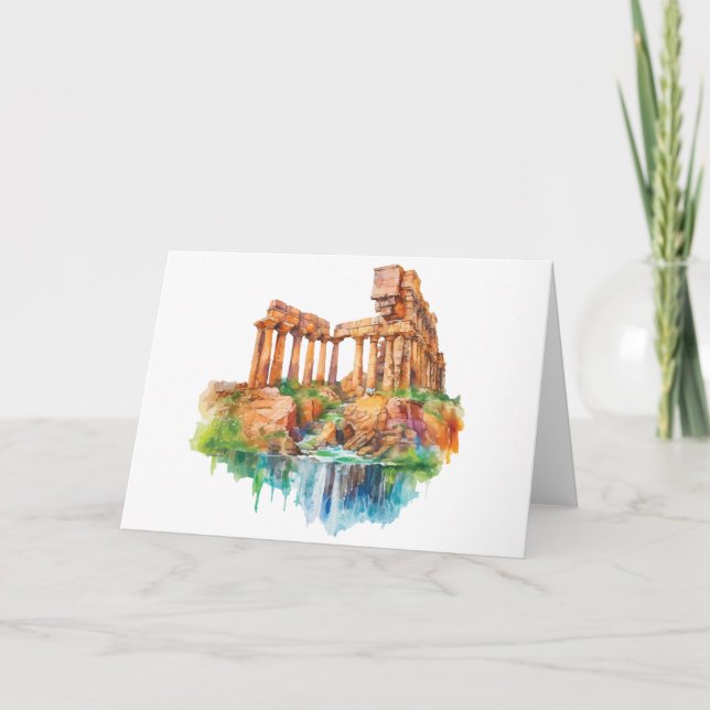 Acuarelas de Sicilia - Ruinas antiguas Notecard (Anverso)