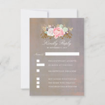 Acuarelas Florales Tarjetas de RSVP de Boda Vintag