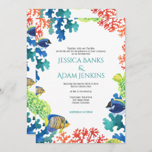 Acuario colorido con Invitación de Boda de Código 