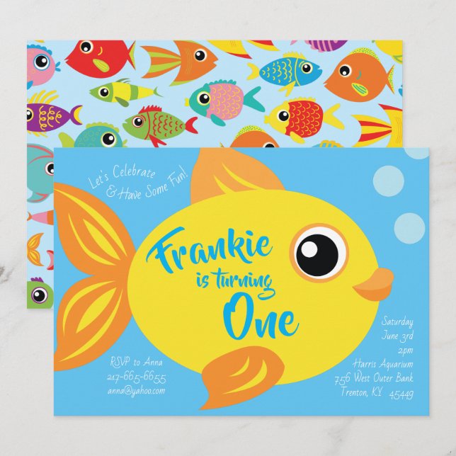 Acuario de peces de oro Invitaciones a la fiesta d (Anverso / Reverso)