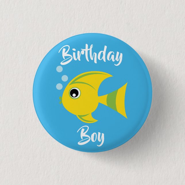Acuario de pescado Primer botón de cumpleaños Pin (Anverso)