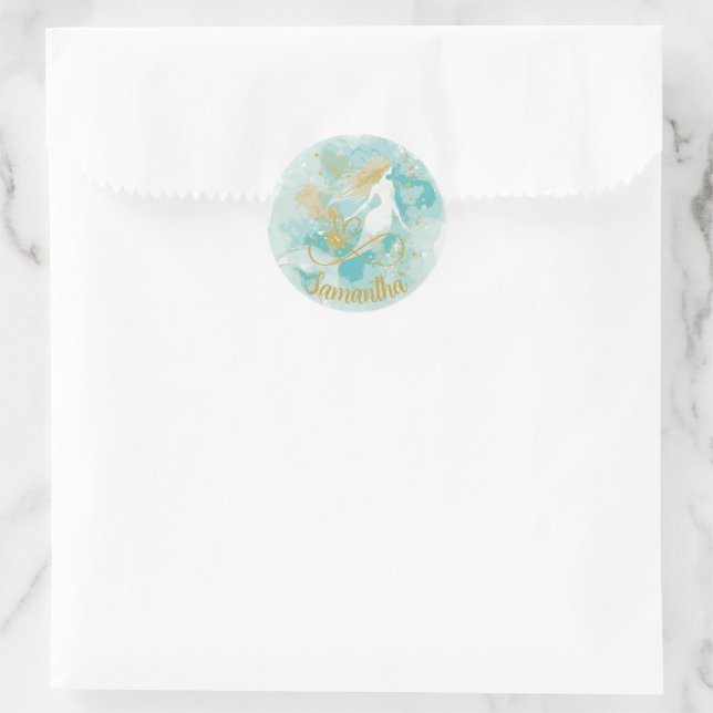 Acuario de Sirena de Agua y Pegatina de Oro (Bolso)
