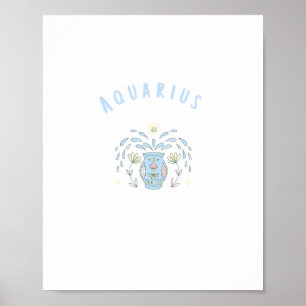 Acuario rosa, impresión de signo zodiacal, signo e