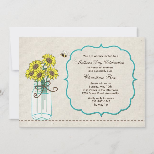 Acuerdo de Mason Jar Invitación al Día de la Madre (Anverso)