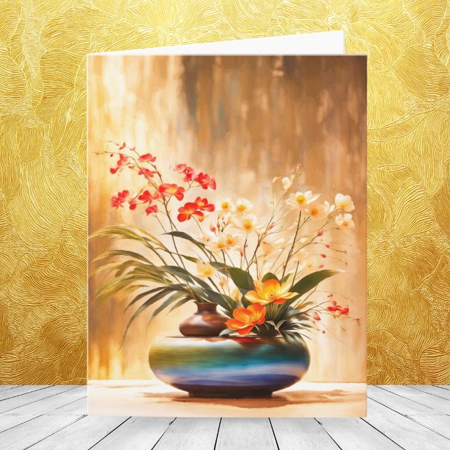 Acuerdo japonés de flores Ikebana (Perfect for any occasion, this Ikebana note card adds a touch of elegance to your heartfelt messages)