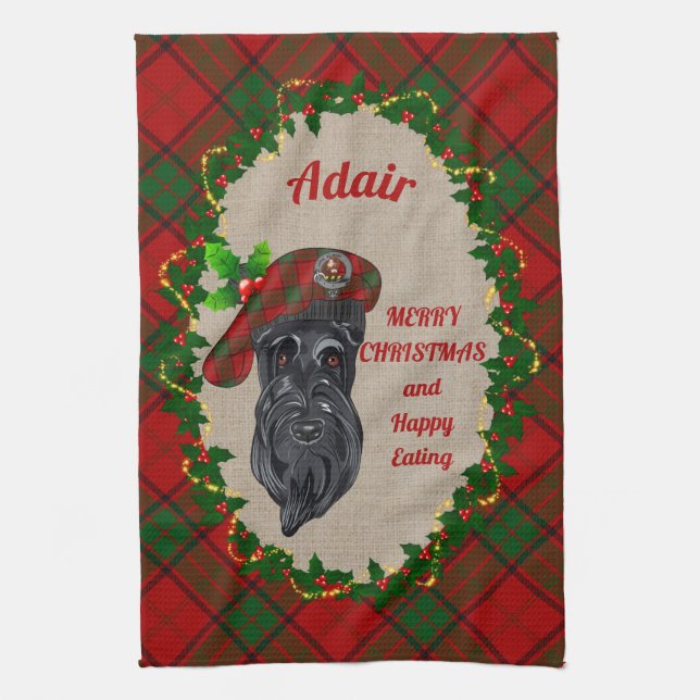 Adair Scottie Navidades de perro toalla de cocina (Vertical)