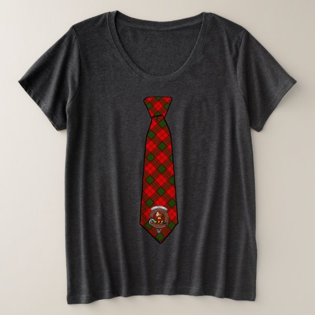 Adair Tartan Necktie T-Shirt con Badge Plus Size (Anverso del diseño)