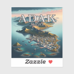 Adak Alaska Pegatina de vinilo de 3 pulgadas