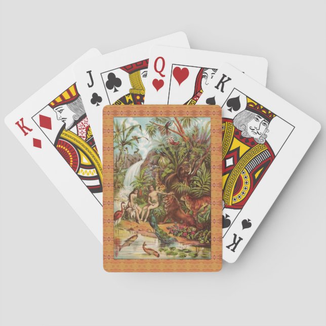 Adam Y Eve En El Jardín Jugando Cartas (Reverso)