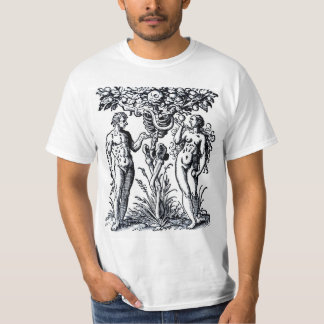 Adán y Eva y el árbol de la camiseta del