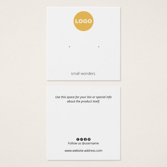 Add Logo Stud Earring Display Card (Anverso y reverso)