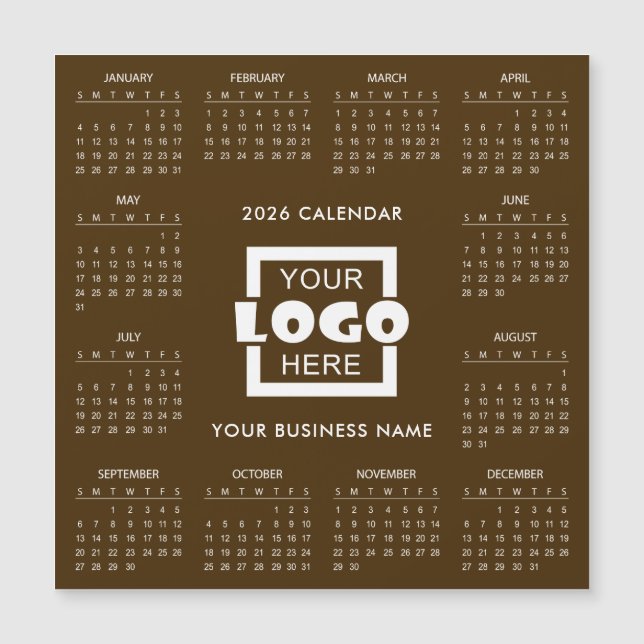 Add Your Own Business Logo 2026 Calendar | Magnet (Anverso)