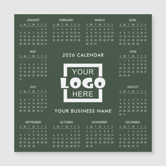 Add Your Own Business Logo 2026 Calendar | Magnet (Anverso)