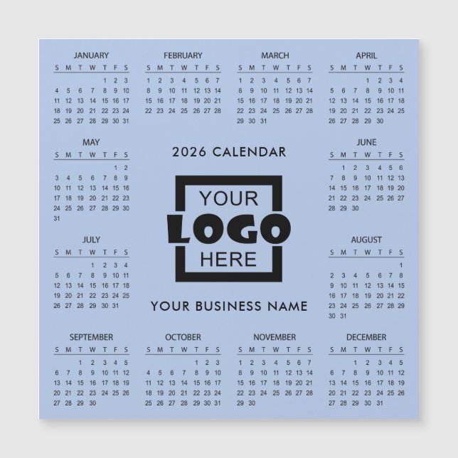 Add Your Own Business Logo 2026 Calendar | Magnet (Anverso)