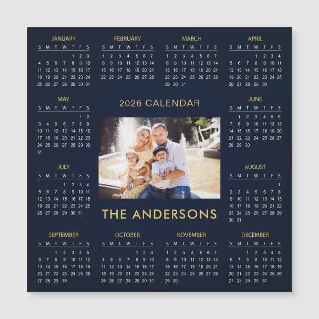 Add Your Own Family Photo 2026 Calendar | Magnet (Anverso)