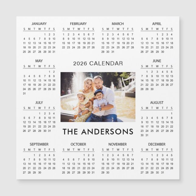 Add Your Own Family Photo 2026 Calendar | Magnet (Anverso)