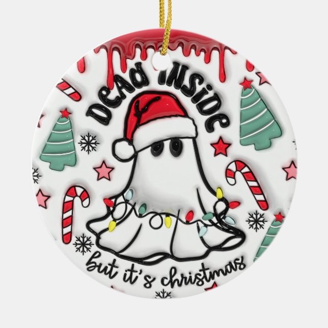 "Adentro muerto, pero es adorno de Navidad" (Frente)