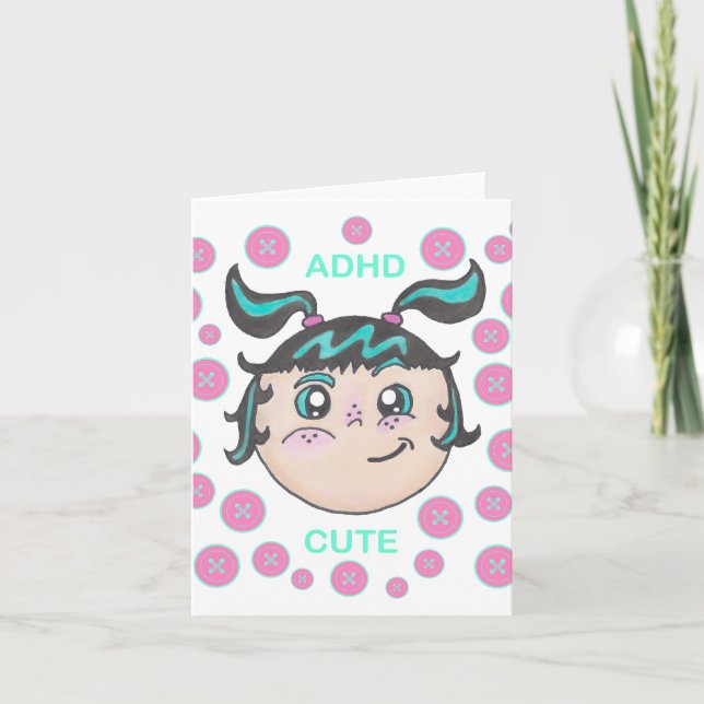 ADHD greeting card  with "ADHD Cute" illustration (Anverso)