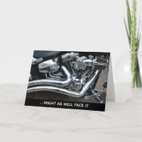 Adicto a la tarjeta de cumpleaños cromada V-twin p