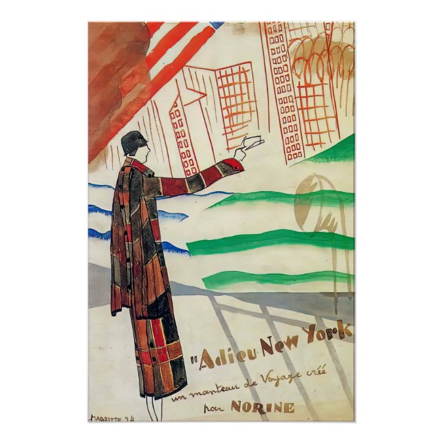 Adieu, poster de Nueva York por Rene Magaritte (Anverso)