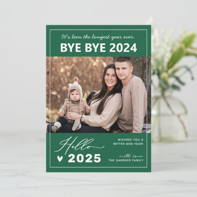 Adiós 2024 Hola 2025 | Foto moderna de navidad de  (Anverso de pie)
