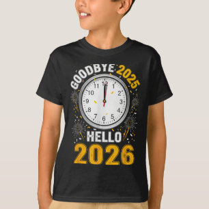 Adiós 2025 Hola 2026 Camiseta Con Reloj Año Nuevo