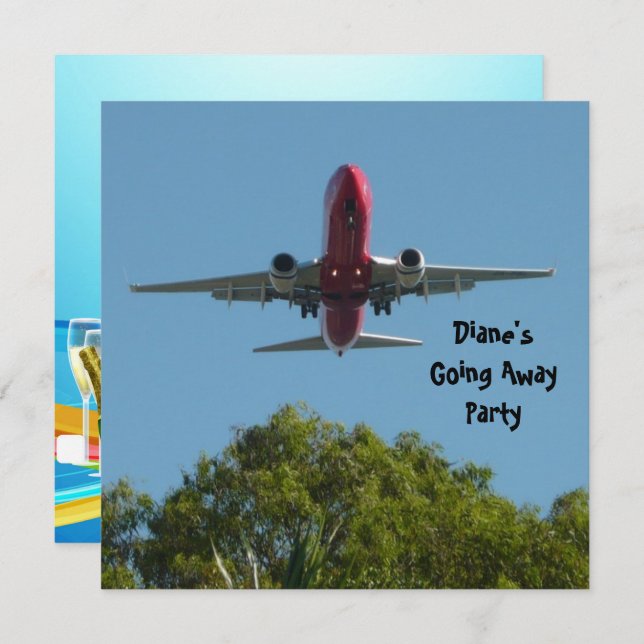 Adiós a avión de invitaciones de la fiesta (Anverso / Reverso)