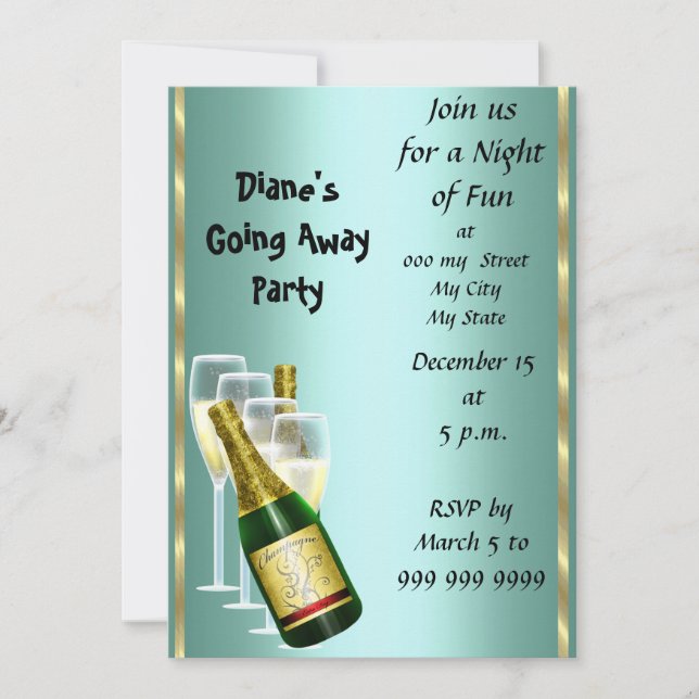 Adiós carta de invitación de fiesta de despedida A (Anverso)