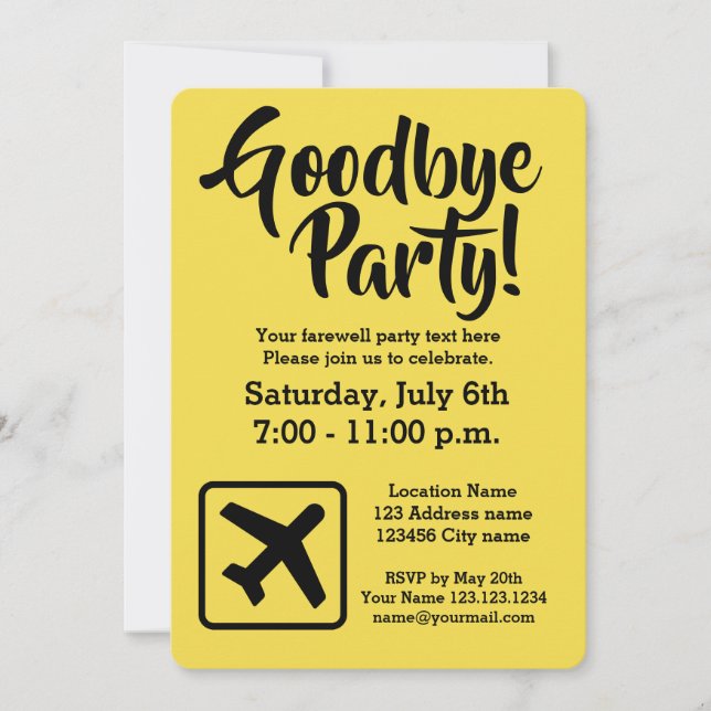 Adiós, despedida, invitaciones a fiestas (Anverso)