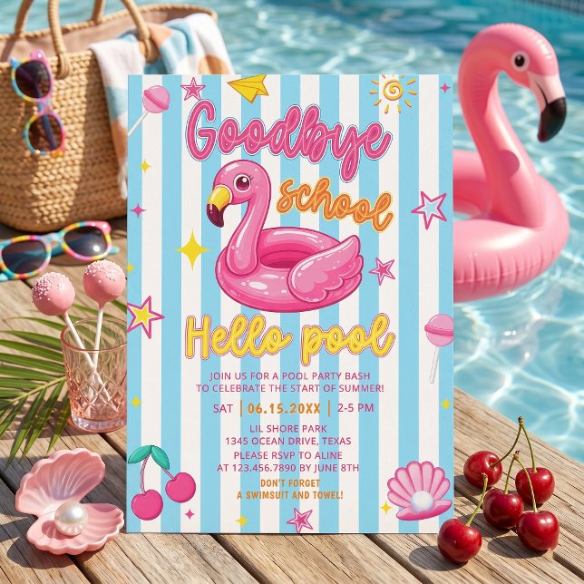 Adiós Escuela Flamingos Hola Invitación Raya Pisci (Subido por el creador)