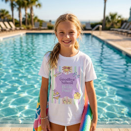 Adiós Escuela Hola Camiseta de fiesta de rayas de