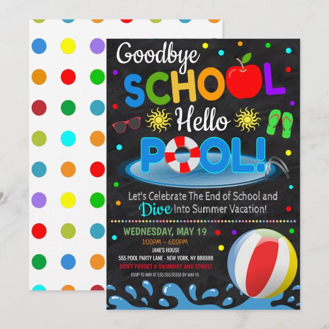 Adiós Escuela Hola Invitación a Fiesta en la Pisci (Anverso / Reverso)