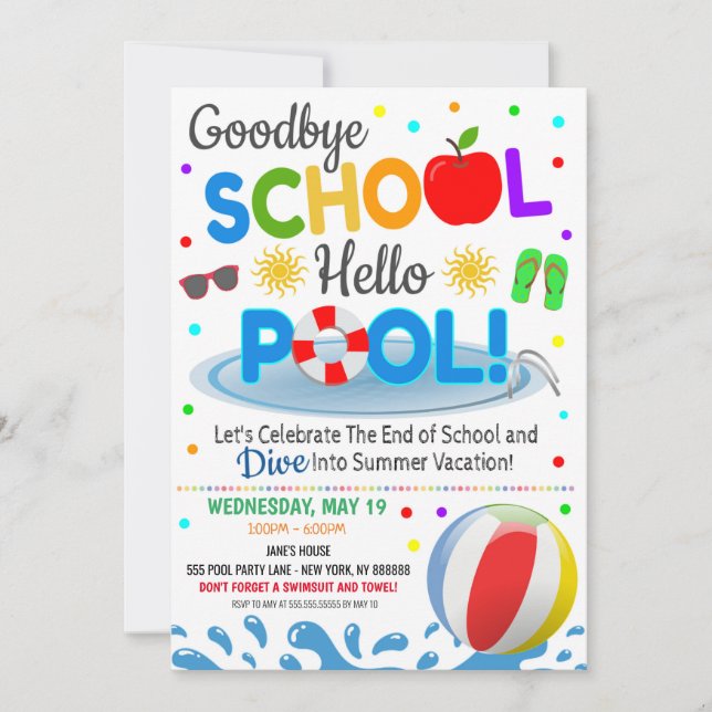 Adiós Escuela Hola Invitación de Fiesta en la Pisc (Anverso)