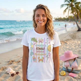 Adiós Escuela Hola Verano Rayas Camiseta Pastel