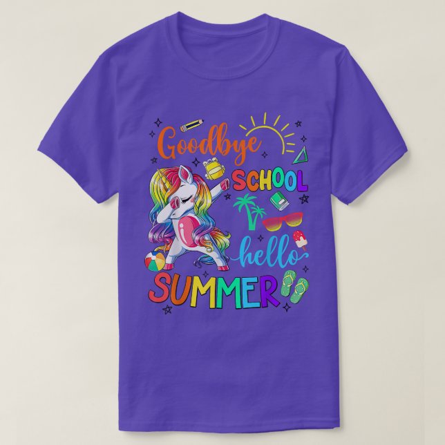 Adiós kindergarten Hola verano camiseta unicornio (Diseño del anverso)