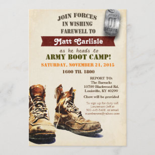 Adiós militar que va lejos invitación de Boot Camp