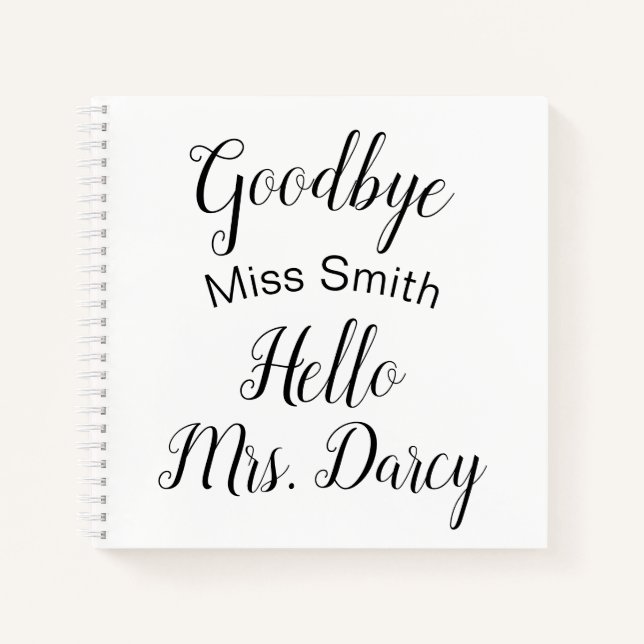 Adiós Miss Hola Sra. Libro de invitados personaliz (Anverso)