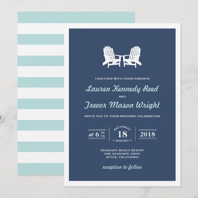 Adirondack Beach Chairs Invitación a la boda (Anverso / Reverso)
