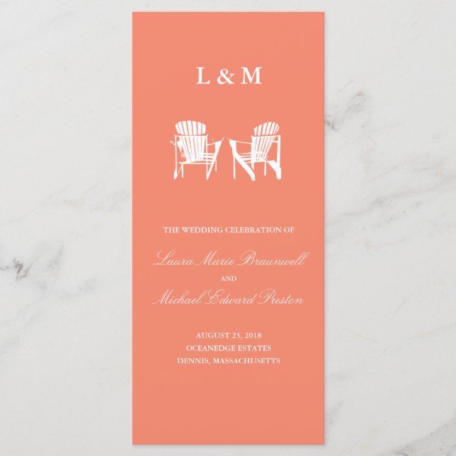 Adirondack Chairs | Programa de Ceremonia (Anverso)