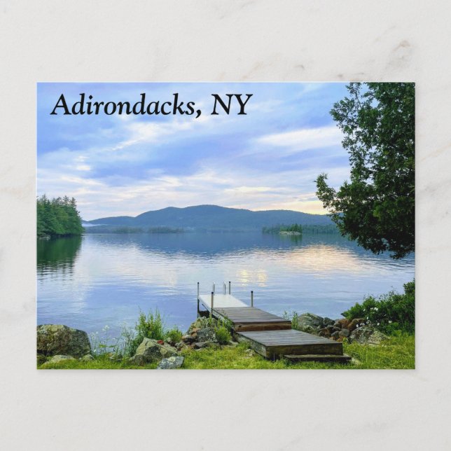 Adirondacks, lago NY y postal de Kayaks (Anverso)