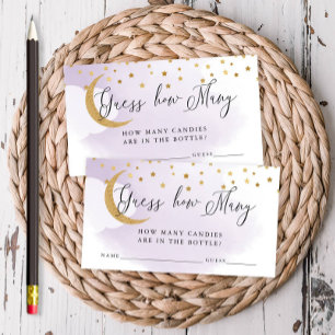 Adivina cuántas tarjetas de adivinanza moradas sob